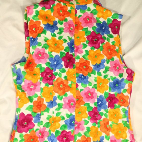 LAUREN TAYLOR New York Sleeveless Multicolor Floral Buttoned Dress Sz 12 - Picture 3 of 11